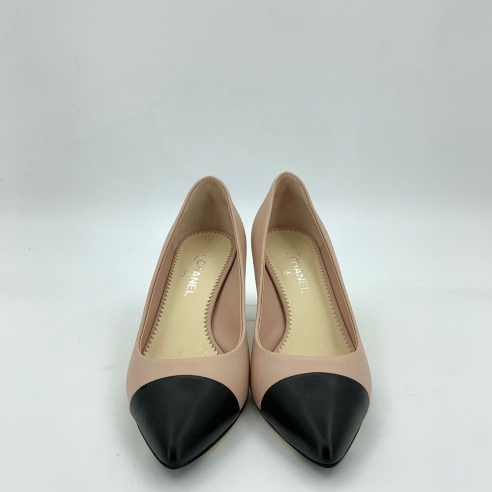 Chanel Womens Pointed Toe Leather Heels Pink & Black Size 35 Made In Italy - Picture 9 of 9